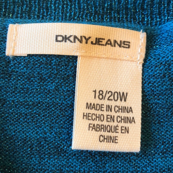 DKNY Jeans Lightweight Plus Teal Sweater- NWT - Picture 9 of 10